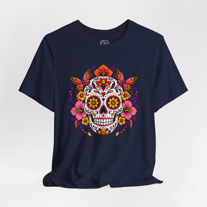 Floral Sugar Skull T-Shirt – Colorful Día de los Muertos Inspired Tee