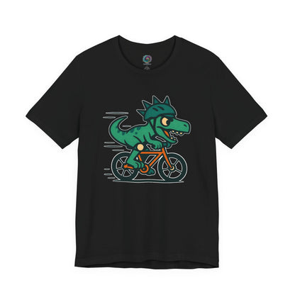 Velociraptor on a Bike T-Shirt – Funny Dino Velo Tee