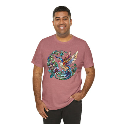 Stained Glass Hummingbird Tee – Vibrant Nature Shirt