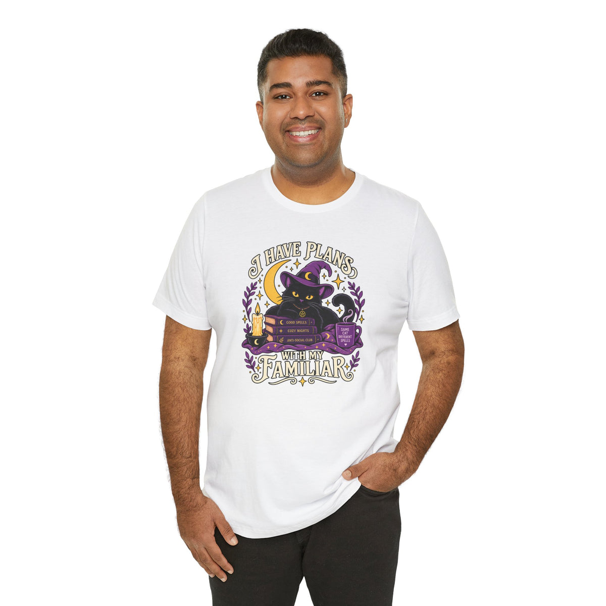 I Have Plans With My Familiar T-Shirt - Funny Witchy Introvert Cat Tee