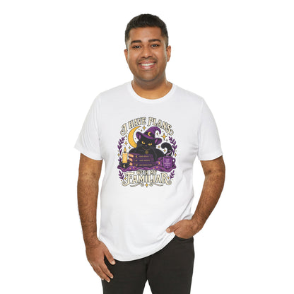 I Have Plans With My Familiar T-Shirt - Funny Witchy Introvert Cat Tee