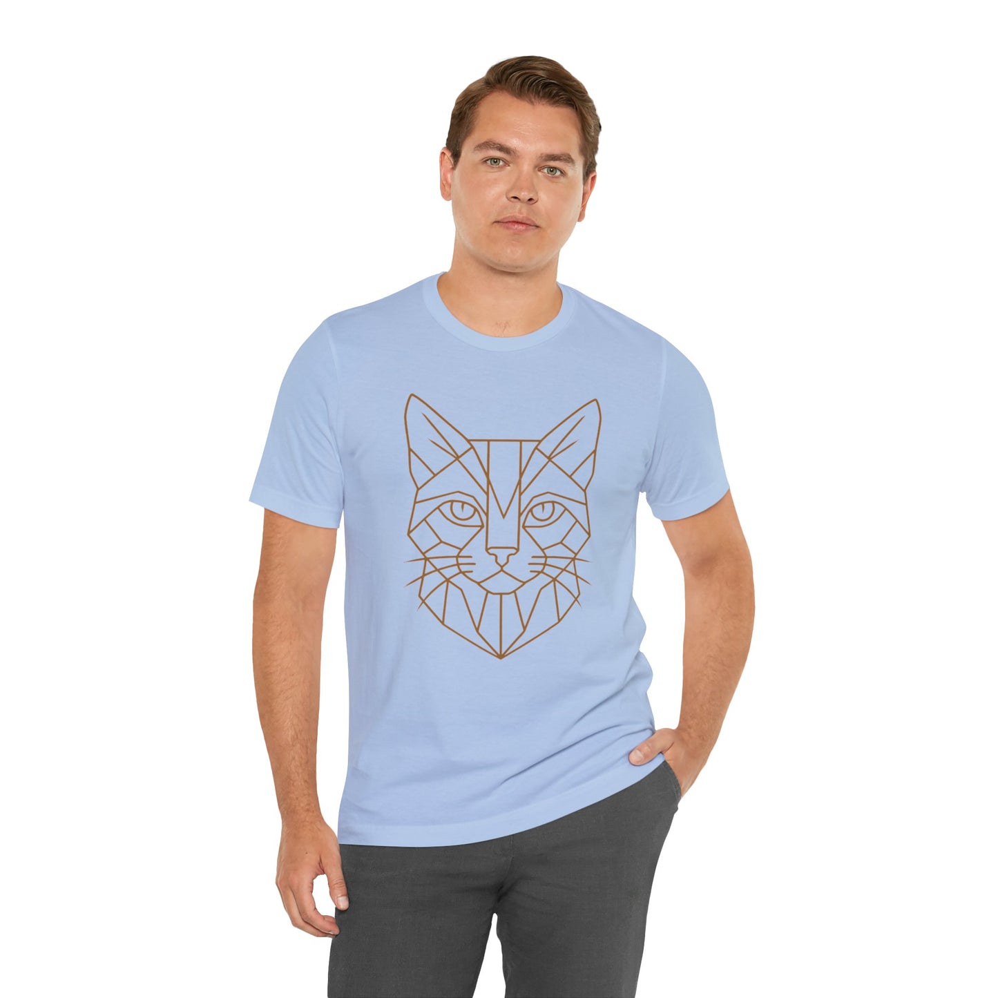 Geometric Cat T-Shirt – Minimalist Line Art Tee
