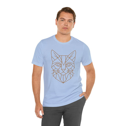 Geometric Cat T-Shirt – Minimalist Line Art Tee