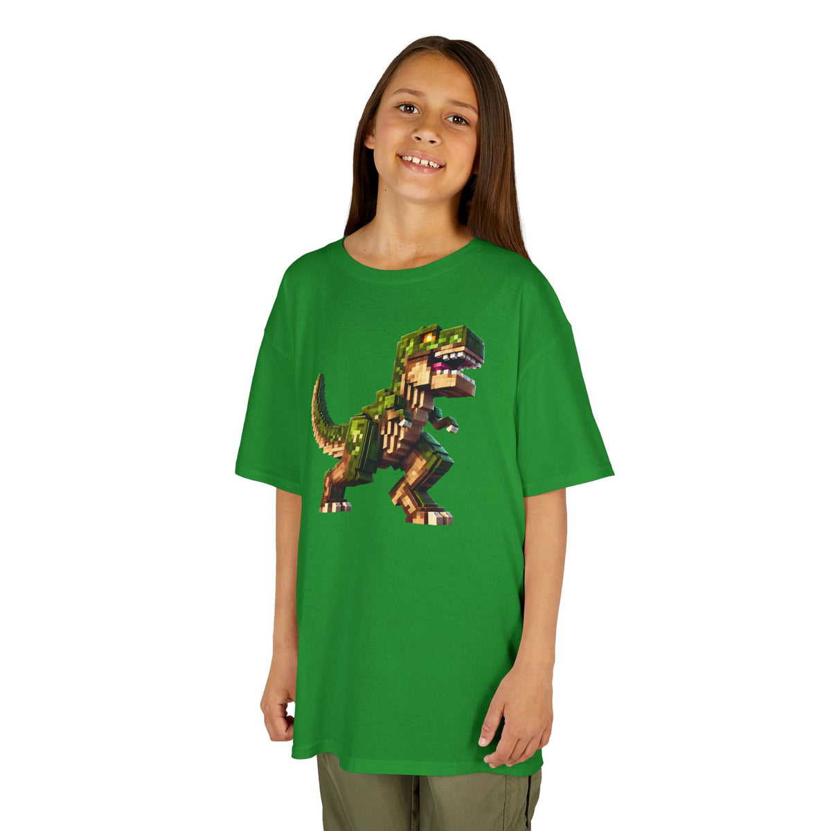 Pixel Dinosaur Kids T-Shirt – Retro Pixel T-Rex Gamer Tee