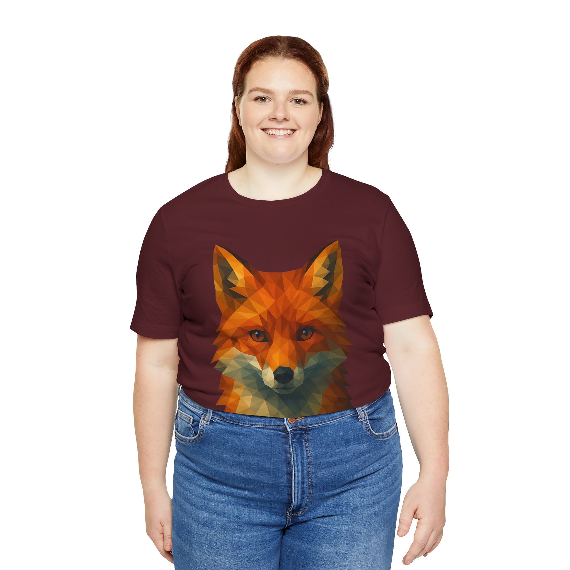 Geometric Fox T-Shirt – Polygon Animal Tee with Nature Vibes - WhimSpin - https://whimspin.com