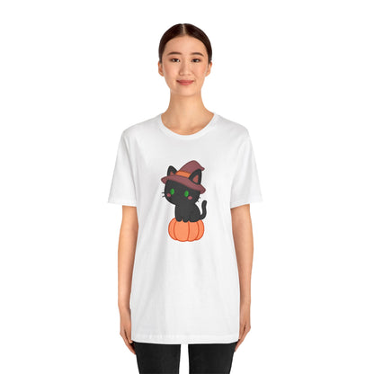 Halloween Cat Shirt – Cute Cat on a Pumpkin Graphic Tee