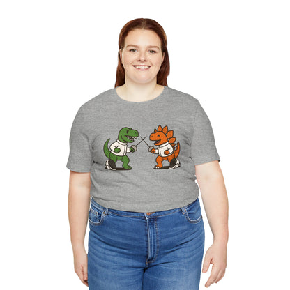 Dinosaur Fencing T-Shirt – T-Rex vs Stegosaurus Tee
