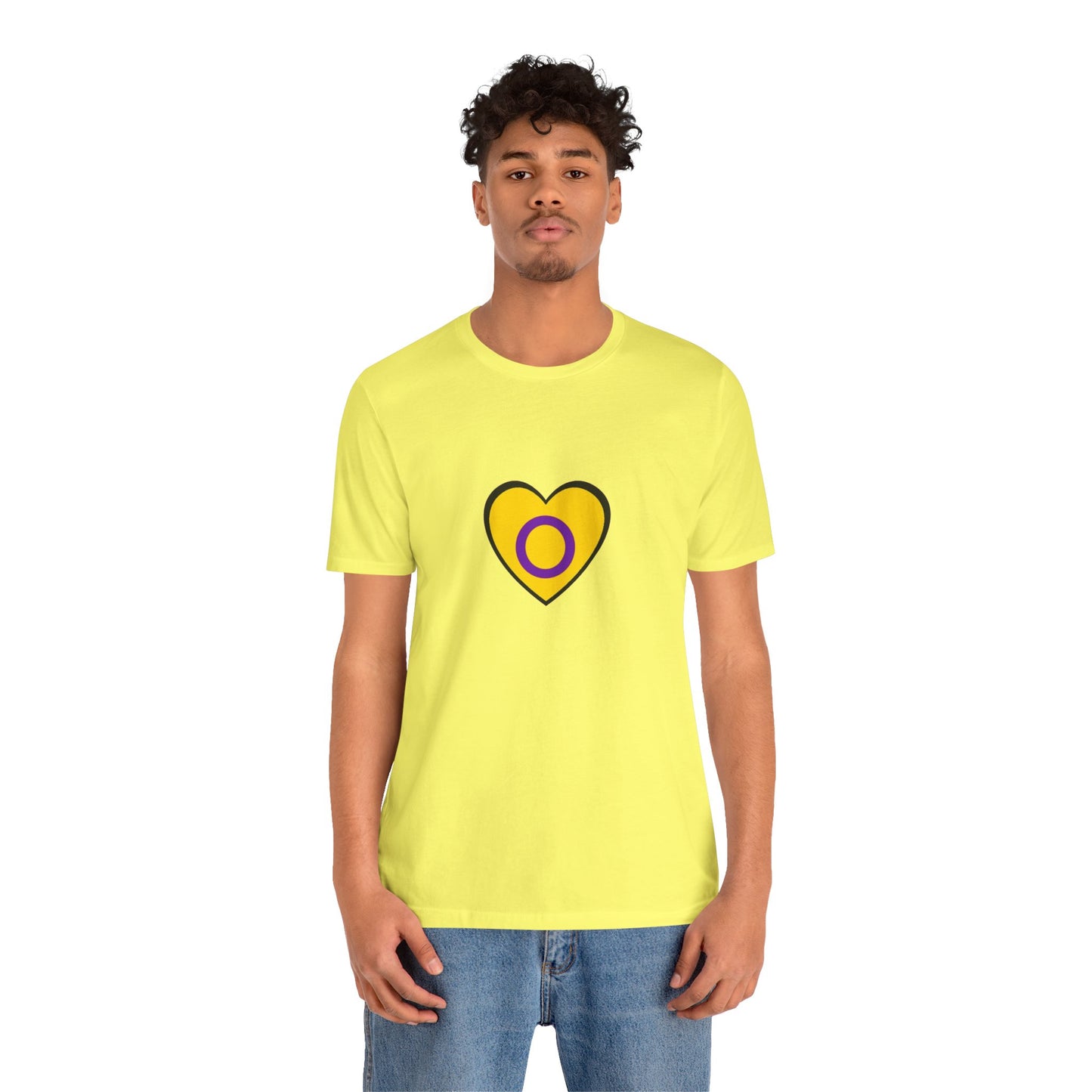 Intersex Pride Flag Heart T-Shirt – Minimalist LGBTQ+ Support Tee