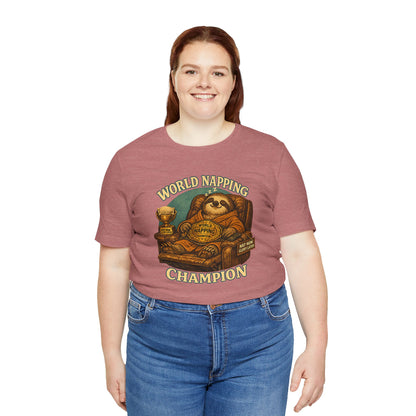 World Napping Champion T-Shirt – Funny Sloth Nap Tee