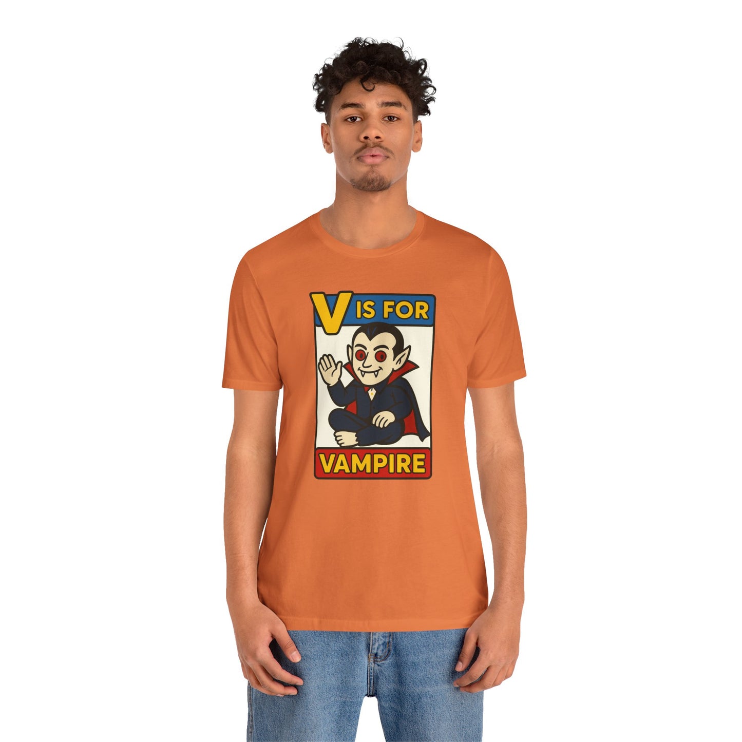 V is for Vampire T-Shirt – Funny Halloween Legend Alphabet Tee