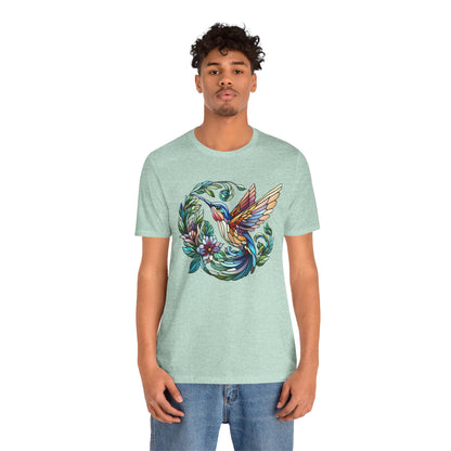 Stained Glass Hummingbird Tee – Vibrant Nature Shirt