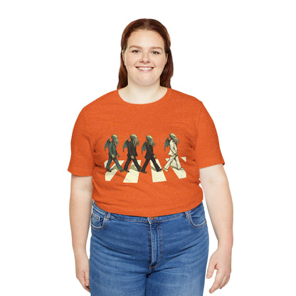 Cthulhu Crossing T-Shirt – Beatles Abbey Road Parody Tee | WhimSpin