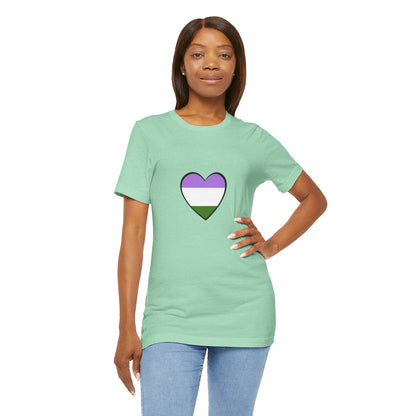 Genderqueer Flag Heart T-Shirt – Unisex LGBTQ+ Graphic Tee