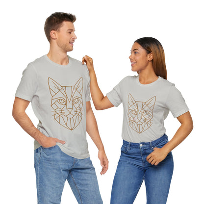 Geometric Cat T-Shirt – Minimalist Line Art Tee - WhimSpin - https://whimspin.com