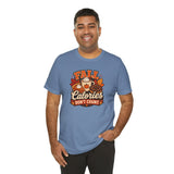 Steel blue crewneck T-shirt with 'FALL Calories DON'T COUNT' front print