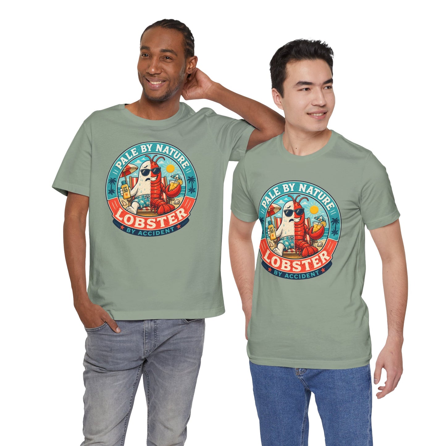 Pale by Nature Lobster by Accident T-Shirt – Funny Sunburn Summer Graphic Tee
