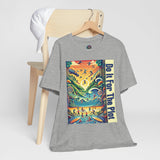 Heather gray crewneck t-shirt with colorful 