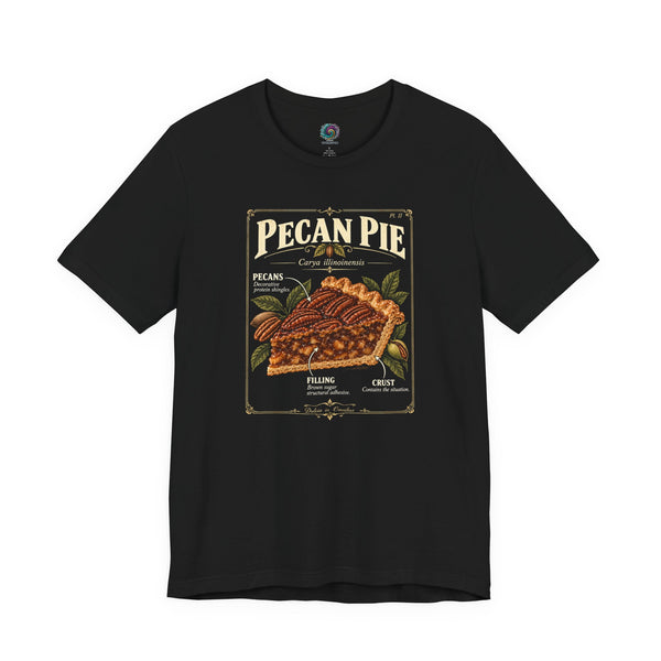 Black crewneck T-shirt with Pecan Pie graphic print on the chest