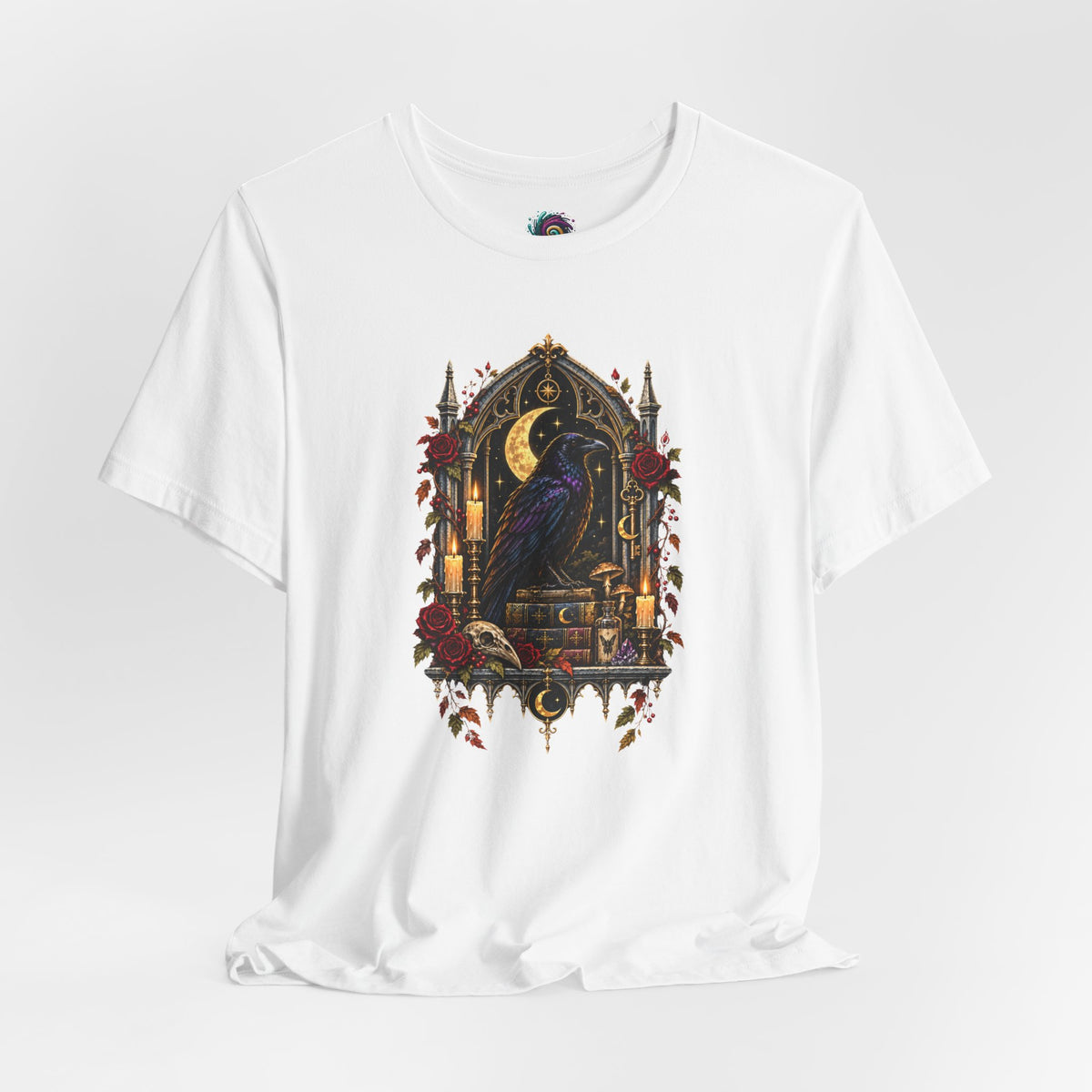 Raven’s Reliquary Tee – Gothic Moonlit Raven T-shirt