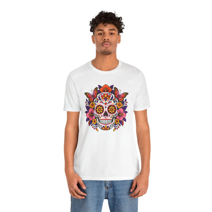 Floral Sugar Skull T-Shirt – Colorful Día de los Muertos Inspired Tee