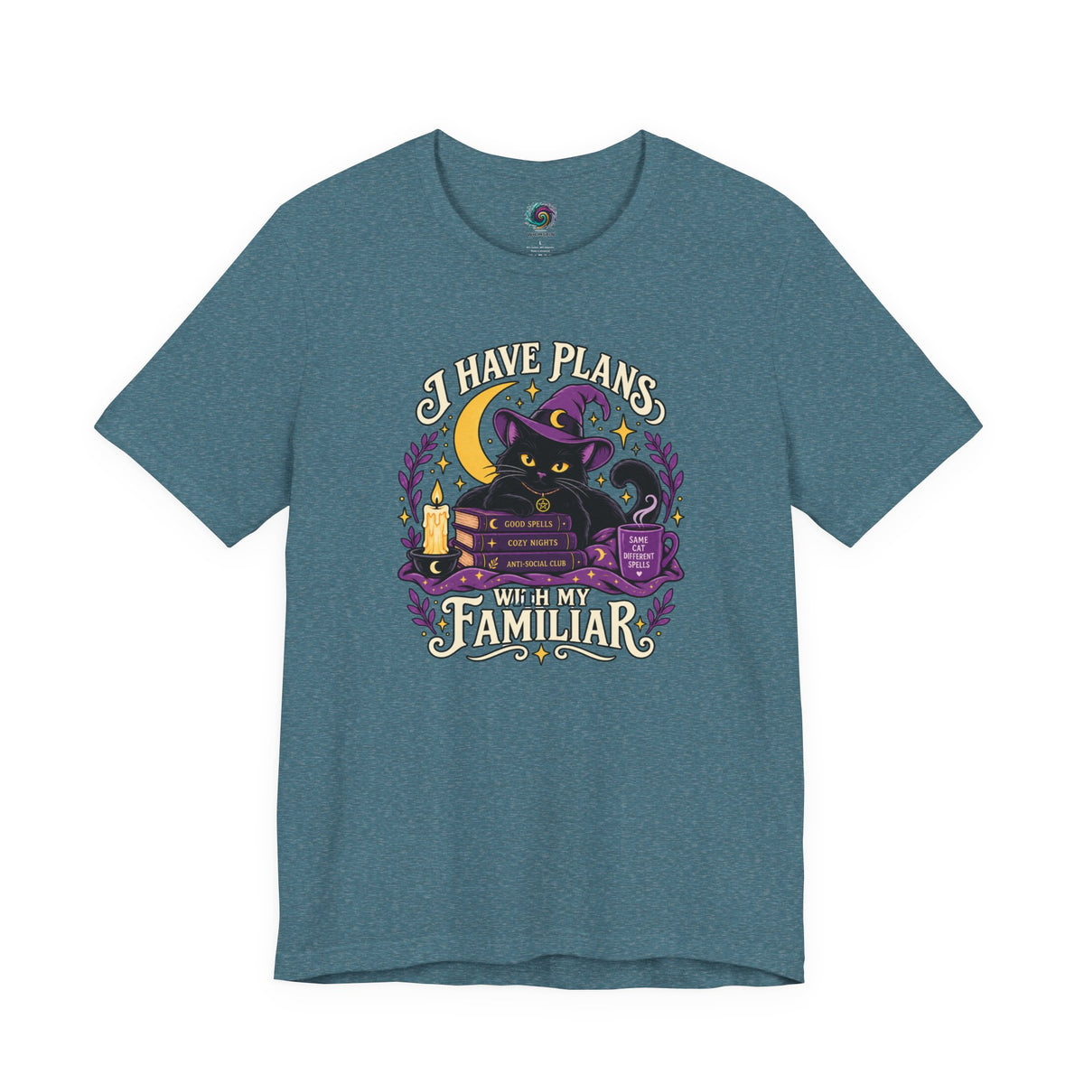 I Have Plans With My Familiar T-Shirt - Funny Witchy Introvert Cat Tee