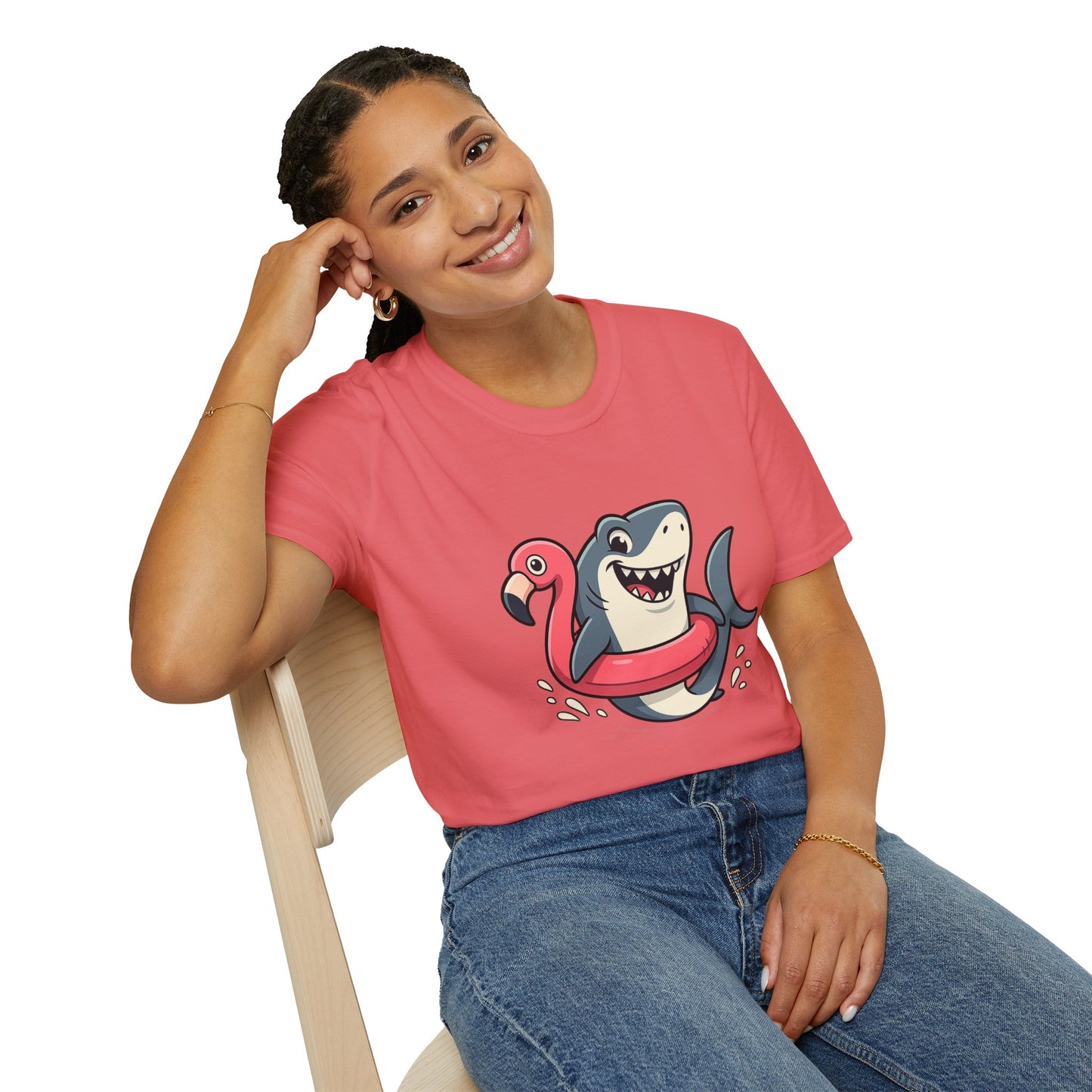 Shark & Flamingo Floatie T-Shirt – Funny Beach & Pool Day Tee