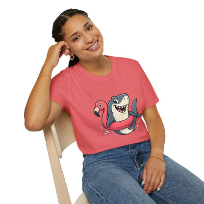 Shark & Flamingo Floatie T-Shirt – Funny Beach & Pool Day Tee