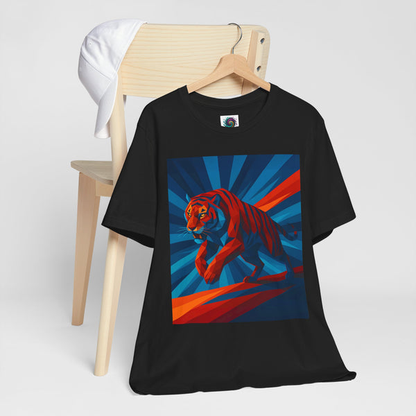 Geometric Tiger T-Shirt – Bold Jungle Animal Tee in Abstract Style - WhimSpin - https://whimspin.com