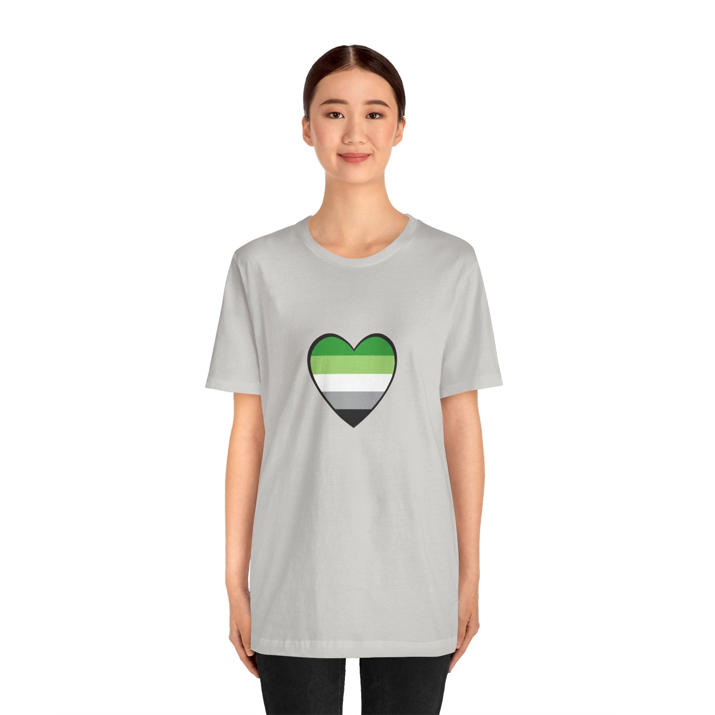 Aromantic Pride Heart T-Shirt – Minimalist Aro Flag LGBTQIA+ Tee