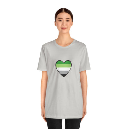 Aromantic Pride Heart T-Shirt – Minimalist Aro Flag LGBTQIA+ Tee