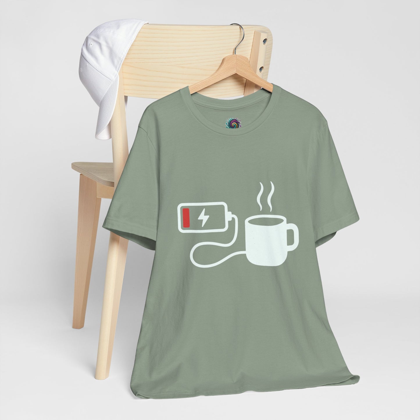 Low Battery Need Coffee Tee – Funny Caffeine Graphic T-Shirt