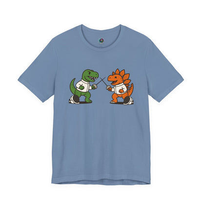 Dinosaur Fencing T-Shirt – T-Rex vs Stegosaurus Tee