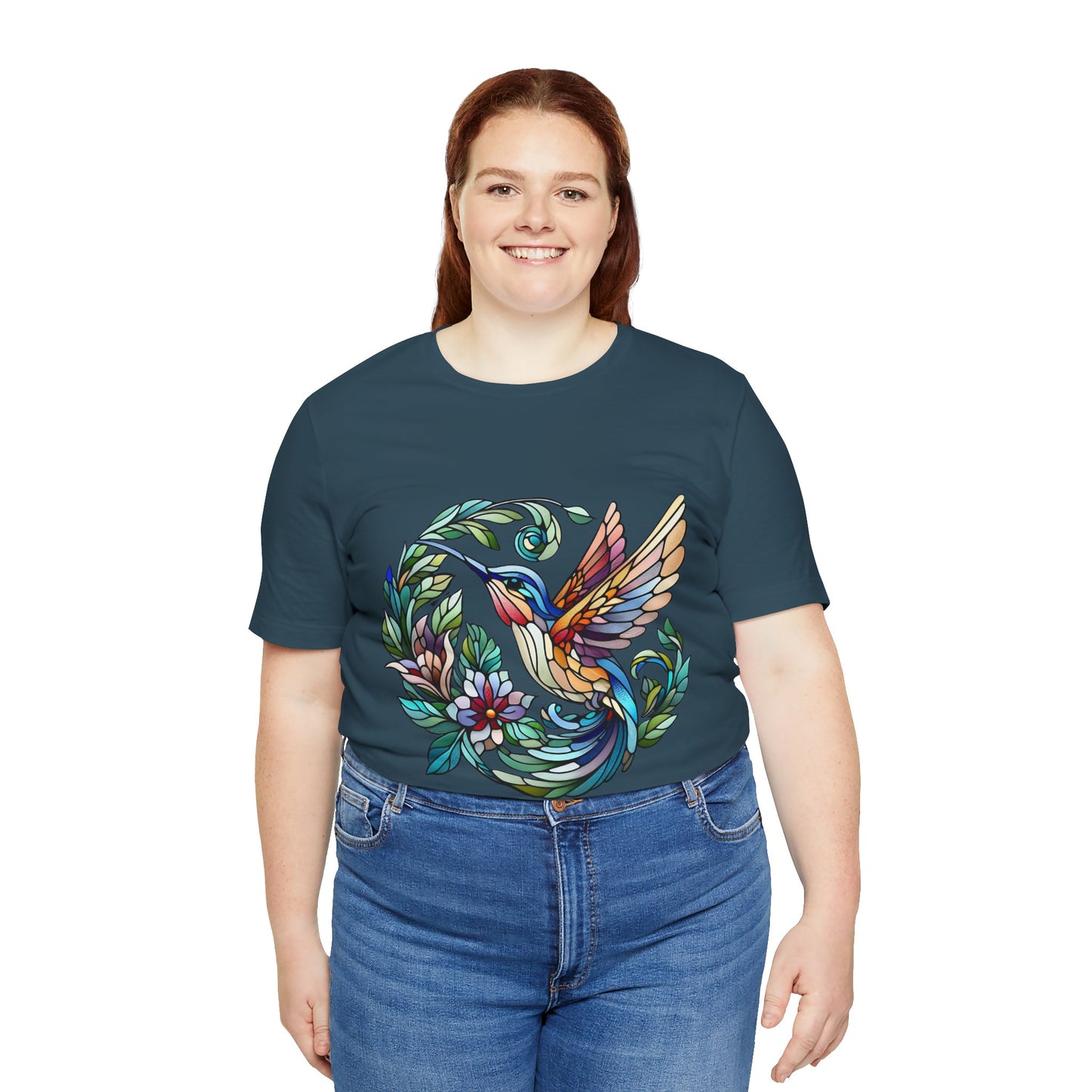 Stained Glass Hummingbird Tee – Vibrant Nature Shirt - WhimSpin - https://whimspin.com