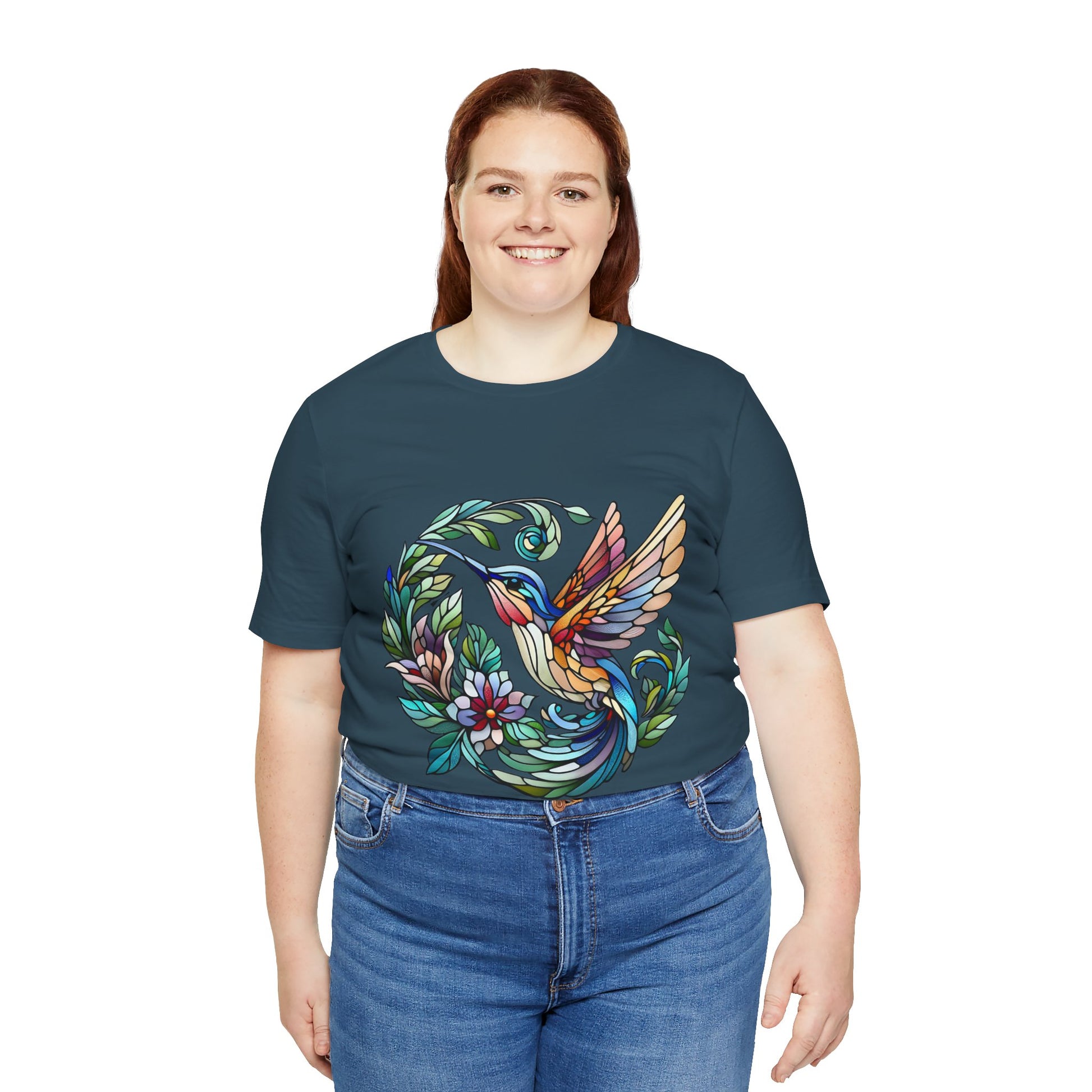 Stained Glass Hummingbird Tee – Vibrant Nature Shirt - WhimSpin - https://whimspin.com
