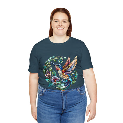 Stained Glass Hummingbird Tee – Vibrant Nature Shirt - WhimSpin - https://whimspin.com