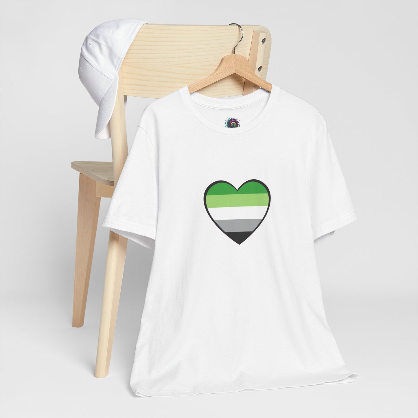 Aromantic Pride Heart T-Shirt – Minimalist Aro Flag LGBTQIA+ Tee