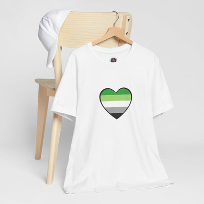 Aromantic Pride Heart T-Shirt – Minimalist Aro Flag LGBTQIA+ Tee