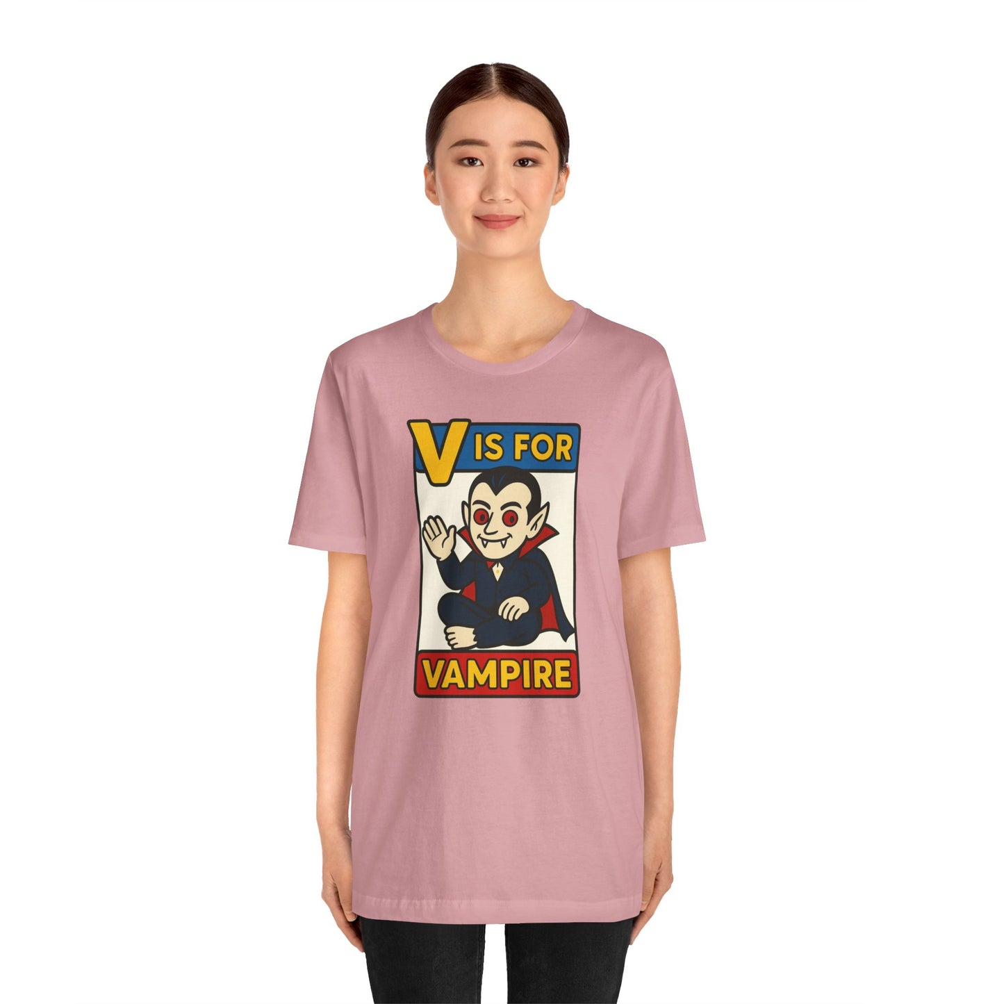 V is for Vampire T-Shirt – Funny Halloween Legend Alphabet Tee