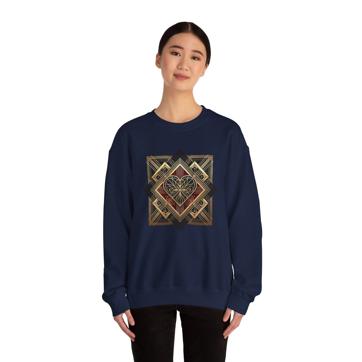 Art Deco Heart Sweatshirt – Romantic Valentine's Day Pullover