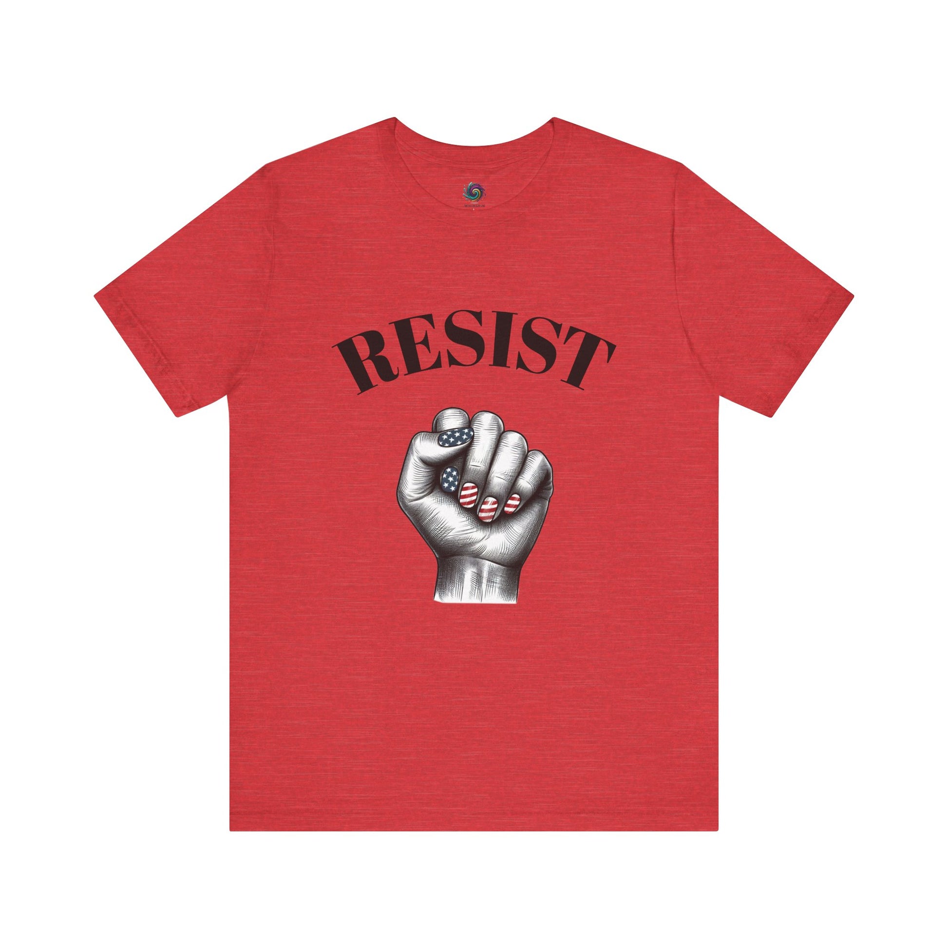 Resist Feminist Power Fist Tee – USA Flag Nails Protest Shirt - WhimSpin - https://whimspin.com