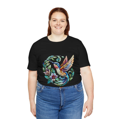 Stained Glass Hummingbird Tee – Vibrant Nature Shirt