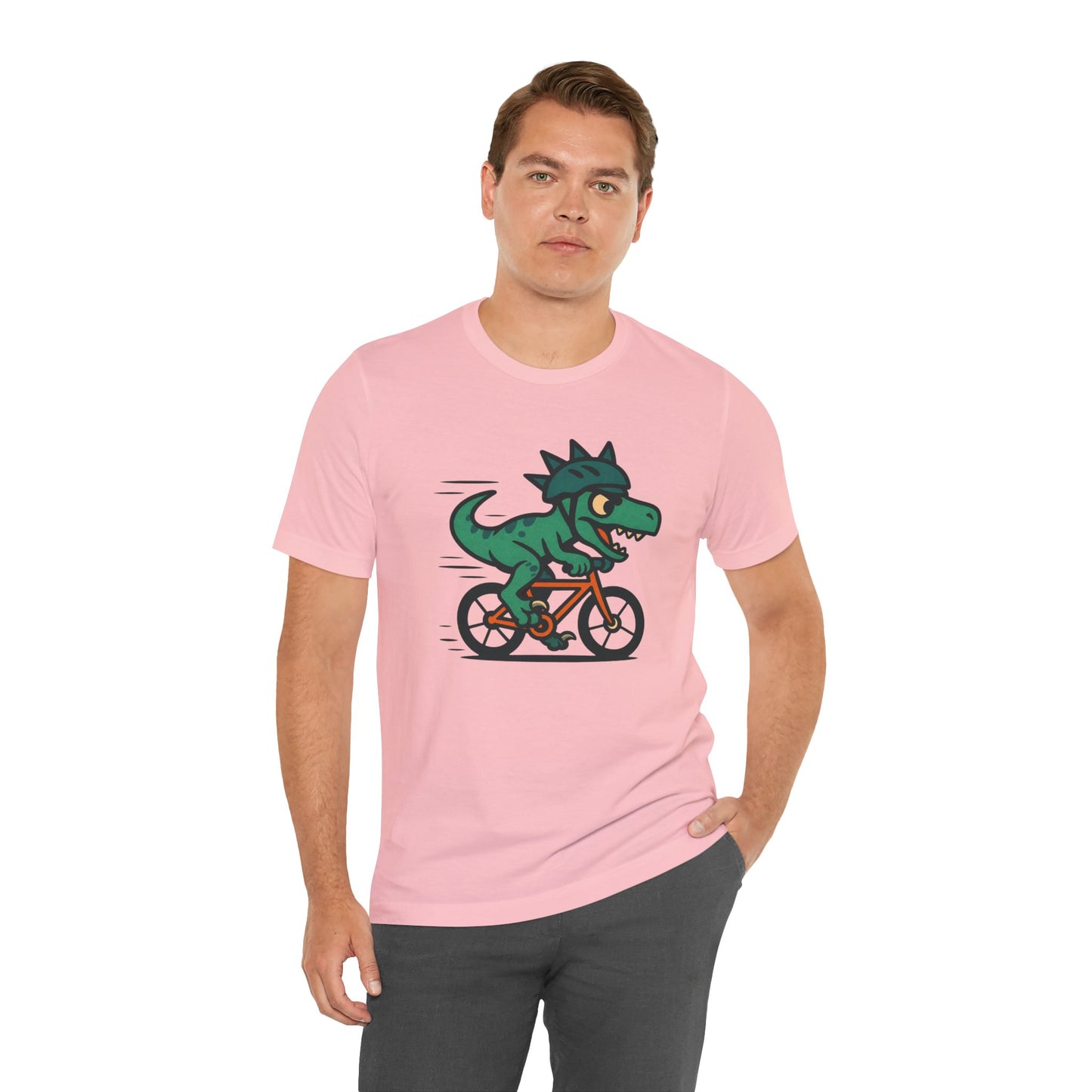 Velociraptor on a Bike T-Shirt – Funny Dino Velo Tee