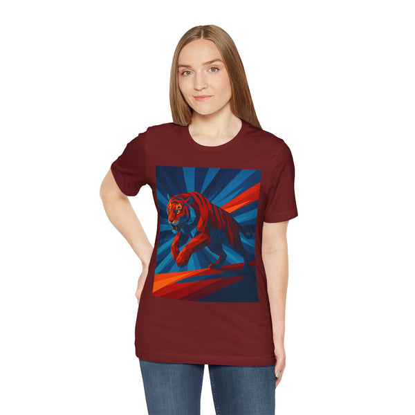 Geometric Tiger T-Shirt – Bold Jungle Animal Tee in Abstract Style - WhimSpin - https://whimspin.com