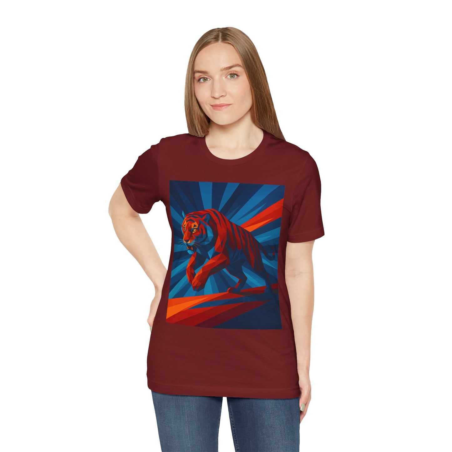 Geometric Tiger T-Shirt – Bold Jungle Animal Tee in Abstract Style - WhimSpin - https://whimspin.com