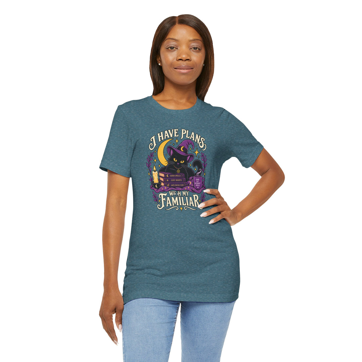 I Have Plans With My Familiar T-Shirt - Funny Witchy Introvert Cat Tee