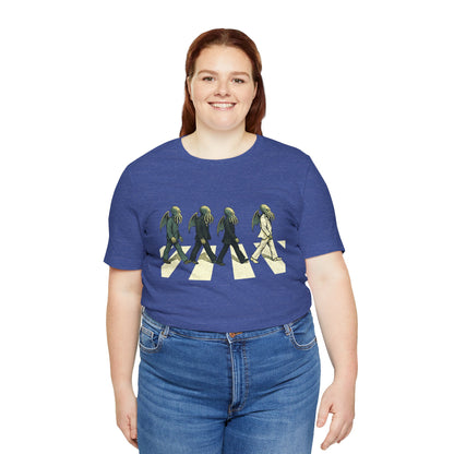 Cthulhu Crossing T-Shirt – Beatles Abbey Road Parody Tee | WhimSpin