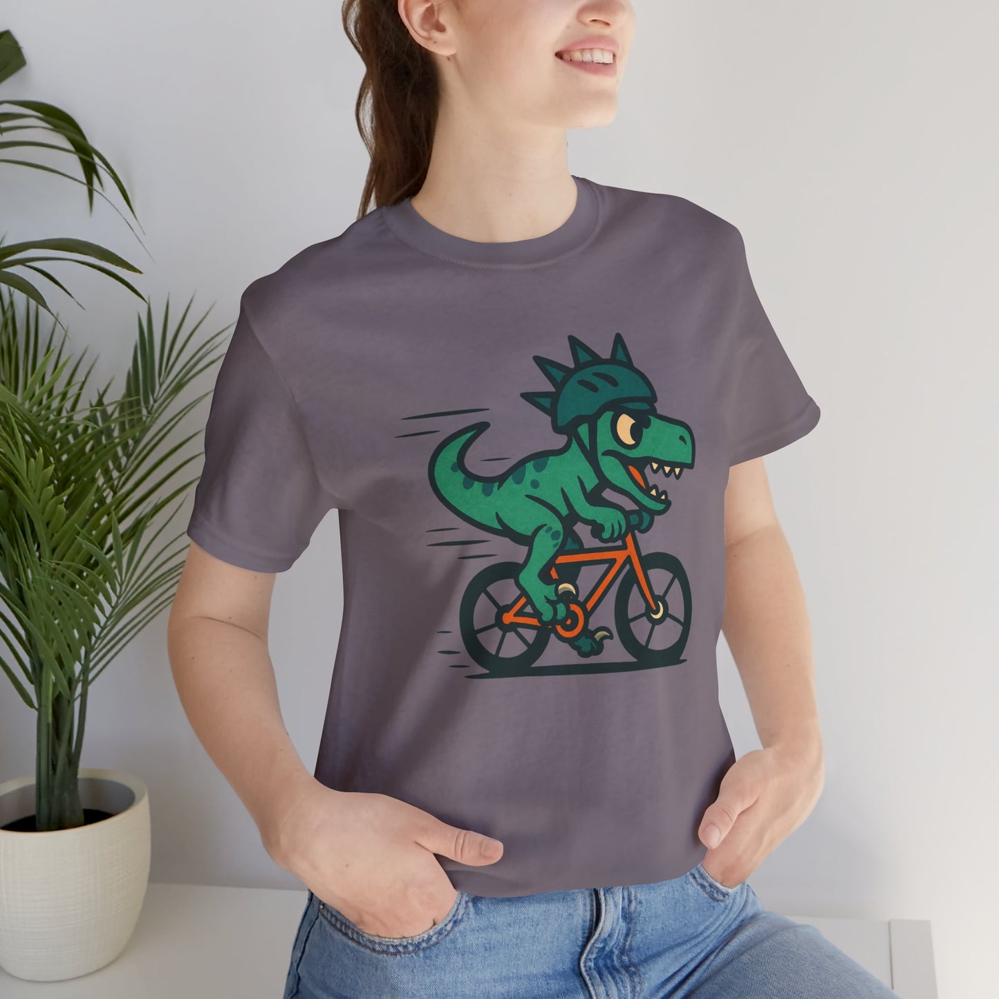 Velociraptor on a Bike T-Shirt – Funny Dino Velo Tee