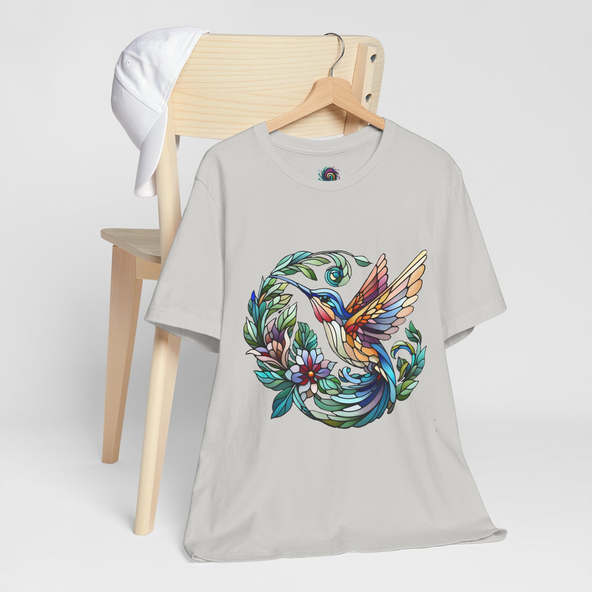 Stained Glass Hummingbird Tee – Vibrant Nature Shirt - WhimSpin - https://whimspin.com