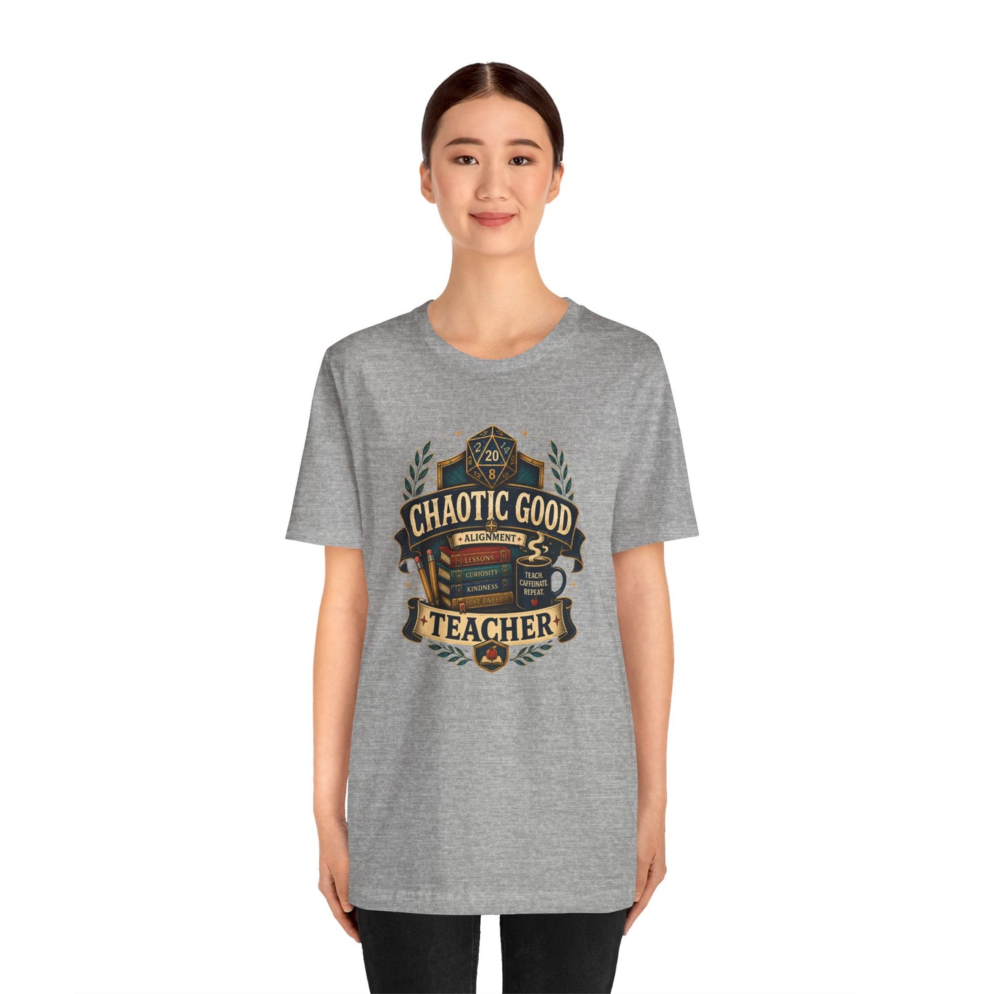 Chaotic Good Teacher T-Shirt – RPG Teacher Graphic Tee