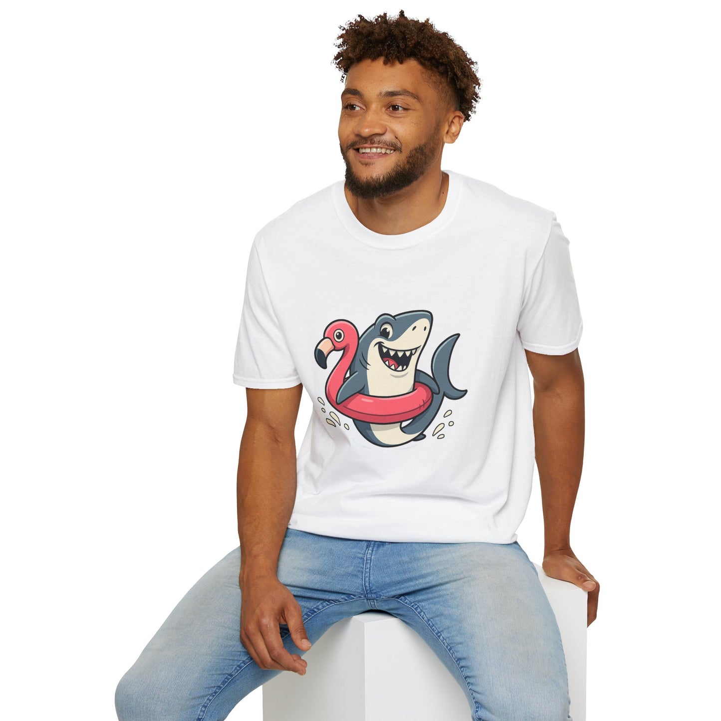 Shark & Flamingo Floatie T-Shirt – Funny Beach & Pool Day Tee